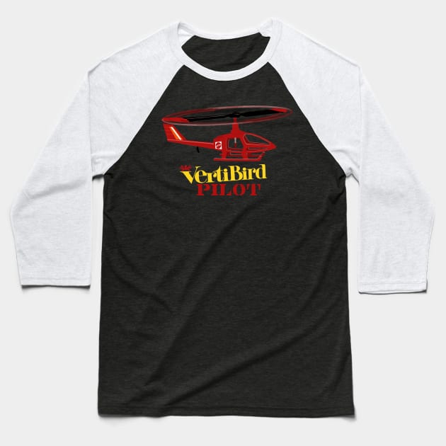 VertiBird Pilot Baseball T-Shirt by DistractedGeek